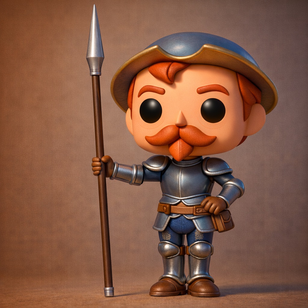 Don Quijote con Lanza, figura de resina pintada a mano