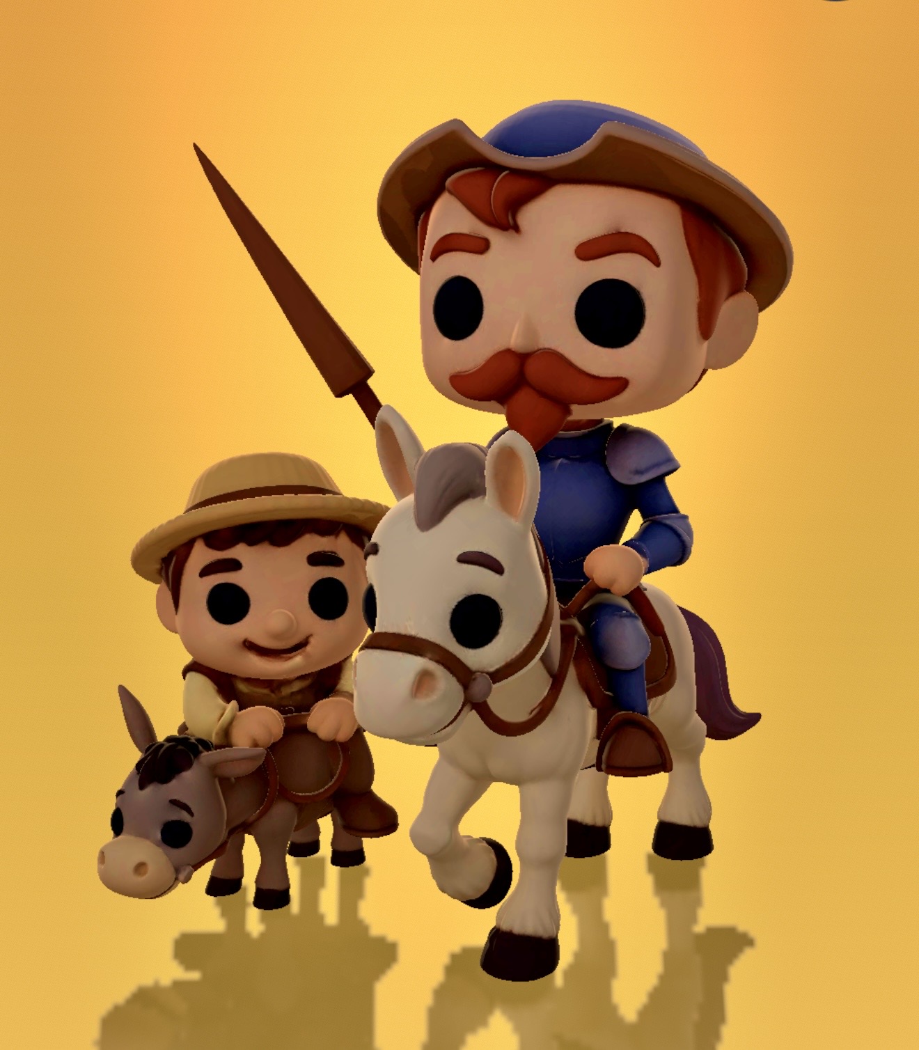 Sancho - Quijote, Quijote - Sancho, edición limitada, set completo de figuras de resina pintadas a mano
