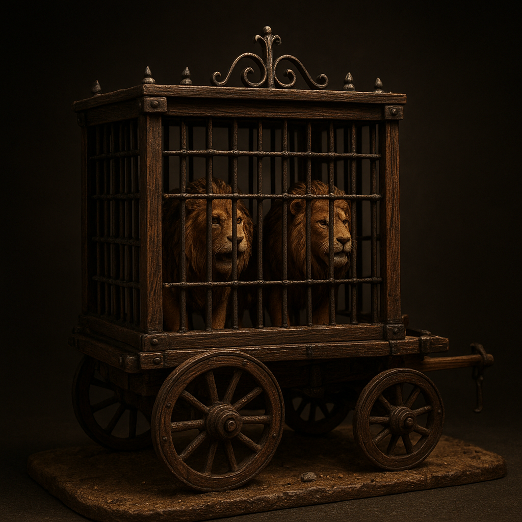 Caja de las Jaulas (Leones), edición limitada, figura de resina pintada a mano