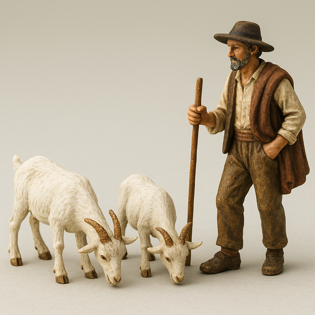 Pareja de Cabras del Cabrero, figura de resina pintada a mano