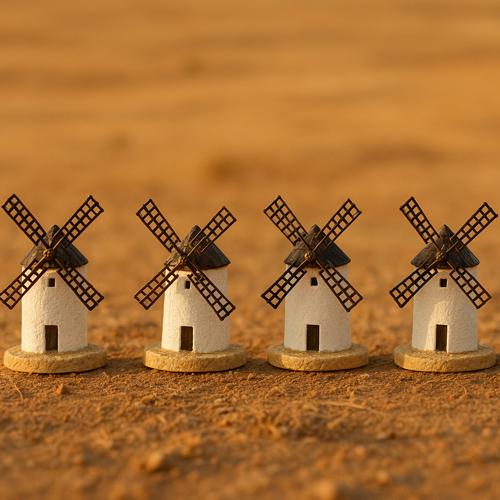 Set Cuatro Molinos del Llano, edición limitada, figura de resina pintada a mano